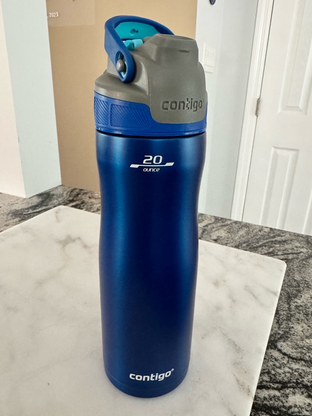 Contigo Blue and Gray 20oz Stainless Travel Bottle